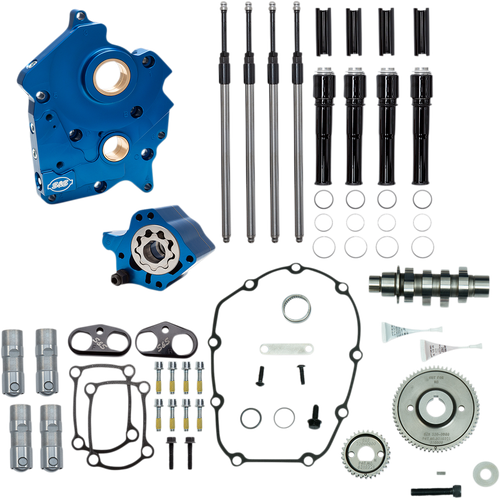 S&S CYCLE 310-1013B Cam Chest Kit - Oil Cooled - Gear Drive - 465 Cam - Black Pushrod Tubes - M8 - Oil Cooled Gear Drive 465 Cam Black Pushrod Tubes M8