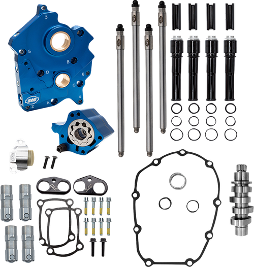 S&S CYCLE 310-1385A Cam Chest Kit - Water Cooled - Chain Drive - 496 Cam - Black Pushrod Tubes - M8 - Water Cooled Chain Drive 496 Cam Black Pushrod Tubes M8