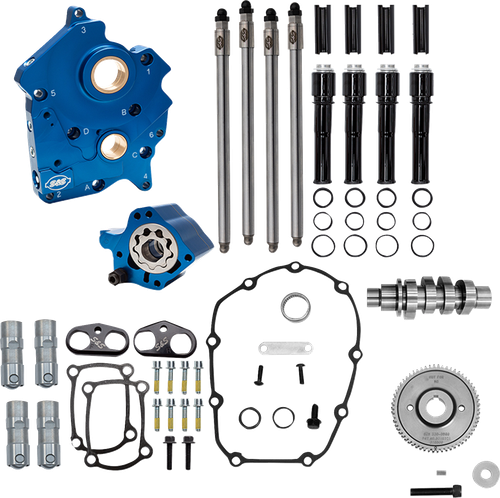 S&S CYCLE 310-1387A Cam Chest Kit - Water Cooled - Gear Drive - 496 Cam - Black Pushrod Tubes - M8 - Water Cooled Gear Drive 496 Cam Black Pushrod Tubes M8