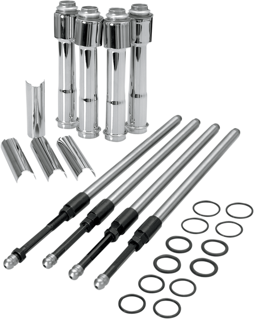 S&S CYCLE 930-0023 Quickee Pushrod Kit with Chrome Covers - XL