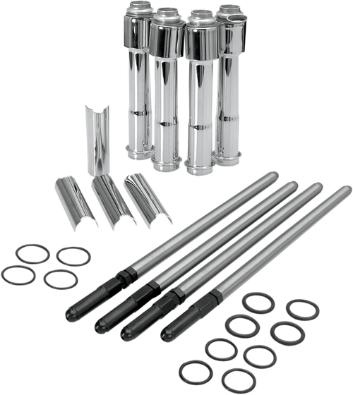 S&S CYCLE 930-0024 Adjustable Pushrod Kit - Chrome Covers - XL '91-'22 - Chrome Covers XL '91-'22