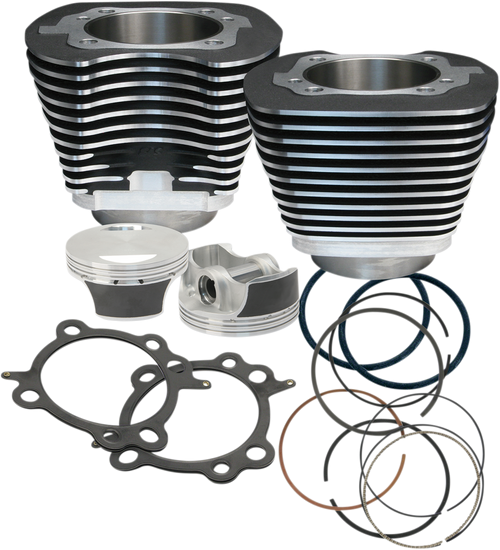 S&S CYCLE 910-0206 106" Big Bore Cylinder Kit - Wrinkle Black - Twin Cam - Wrinkle Black Twin Cam