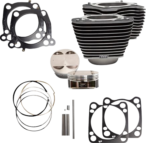 S&S CYCLE 910-0625A Cylinder Kit - 124" Big Bore - Wrinkle Black w/Highlights - 107" M8 - 124" Big Bore Wrinkle Black w/Highlights 107" M8