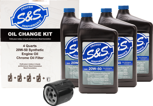 S&S CYCLE 218941 Oil Change Kit - Black Filter - '84-'99 Big Twin/'86-'22 Sportster - 4 US quarts - Black Filter '84-'99 Big Twin/'86-'22 Sportster 4 US quarts