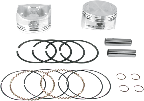 S&S CYCLE 92-1401 Piston Kit - For 100"/107" Super Sidewinder® - 4.000" - +0.010" - For 100"/107" Super Sidewinder® 4.000" +0.010"
