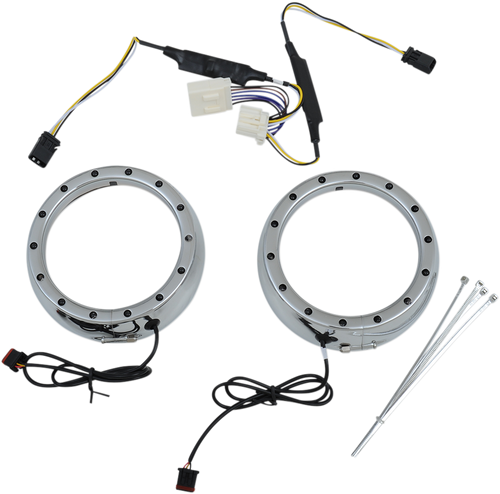 Open Box CUSTOM DYNAMICS CDTB-45TR-3C Lighted Passing Lamp Trim Ring '96-'05 FLHT - Chrome