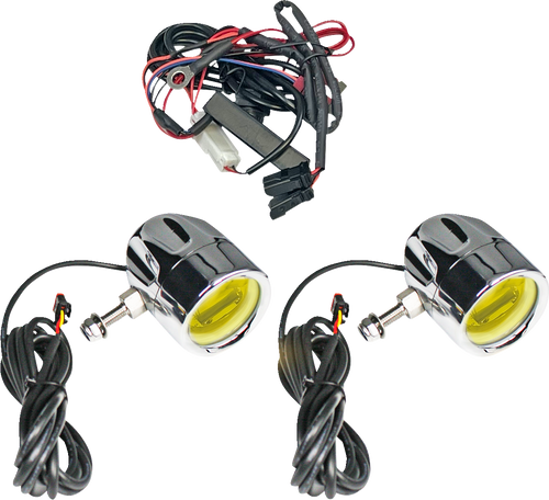 Open Box CUSTOM DYNAMICS PB-FOG-UNV-YC Fog Light - Chrome - Yellow Lens - Universal - Chrome Yellow Lens Universal