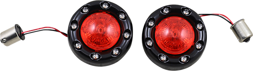 Open Box CUSTOM DYNAMICS PB-BR-RR 56-BR Bullet Turn Signal 1156 - Black - Red Lens - Black Red Lens