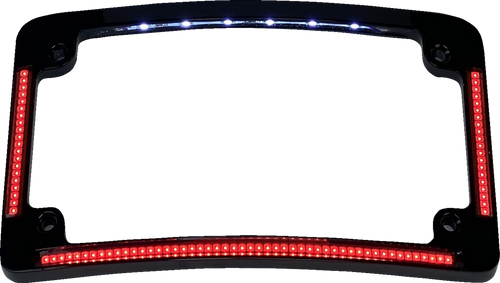 Open Box CUSTOM DYNAMICS TF08-B License Plate Frame - Red/White LED - Gloss Black - Red/White LED Gloss Black