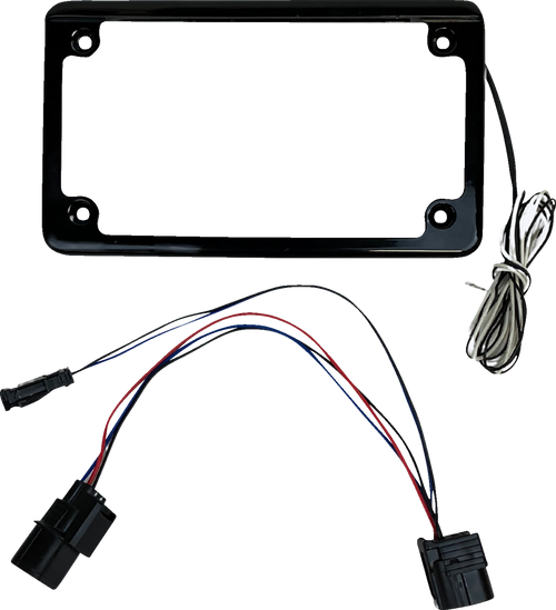 Open Box CUSTOM DYNAMICS CD-LPF-TA Lighted License Plate Frame - Gloss Black - Talon - Gloss Black Talon