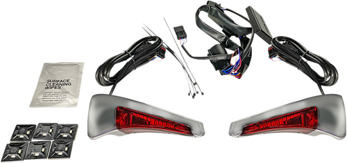 Open Box CUSTOM DYNAMICS CD-TPBR-14-RC Sequential Tour Pak Seat Back Rest LED Lights - Chrome/Red - FLH - Chrome/Red FLH