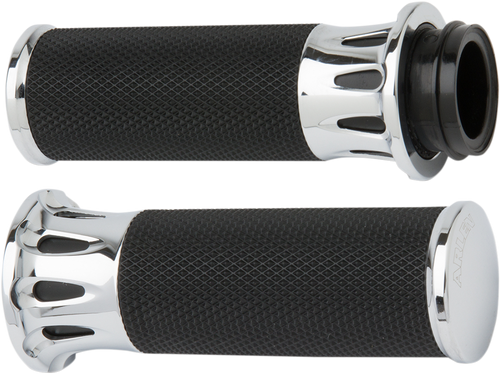 ARLEN NESS 07-316 Fusion Deep Cut Grips - Cable - Chrome - Cable Chrome