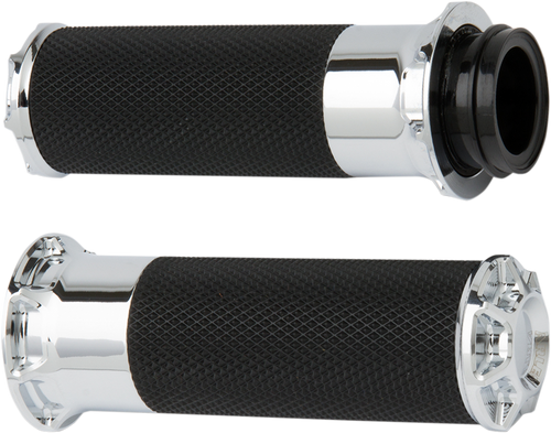 Open Box ARLEN NESS 07-330 Beveled Grips - Cable - Chrome - Cable Chrome