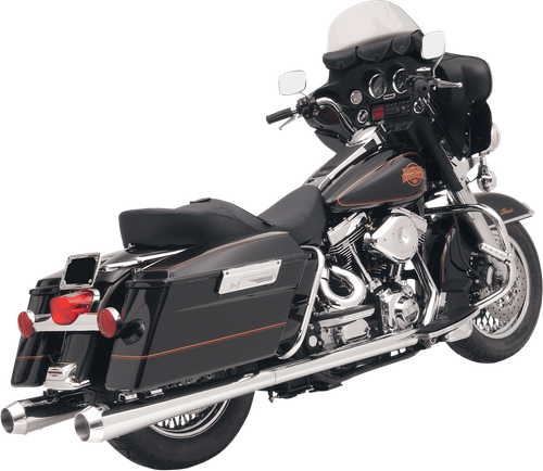 BASSANI XHAUST FLH-517 Megaphone Slip-On Mufflers - Chrome/Polished Tapered Standard Baffle
