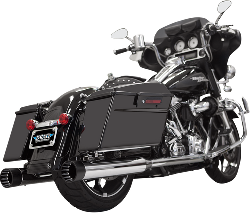 BASSANI XHAUST 1F7DNT5 DNT Straight Can Slip-On Mufflers - Chrome/Black