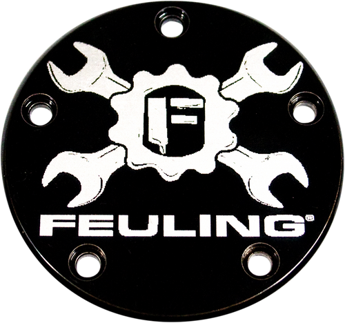 FEULING PARTS 9124 Gear Cross Logo Points Cover - 5 Hole Wrench Black Contrast Cut Twin Cam