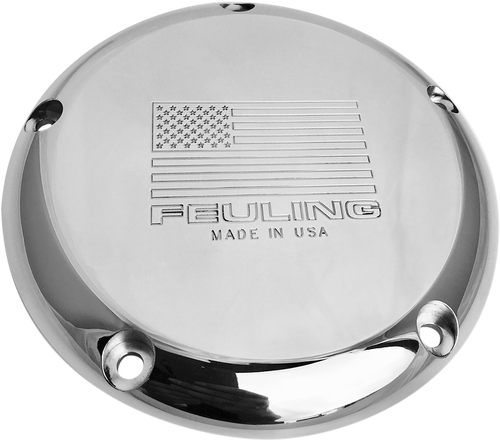 FEULING PARTS 9151 American Flag Logo Derby Cover - Polished 5 Hole Big Twin