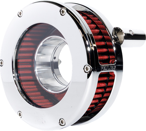 Open Box FEULING PARTS 5448-S Slim BA Air Cleaner Kit - Chrome/Clear Red Filter Twin Cam