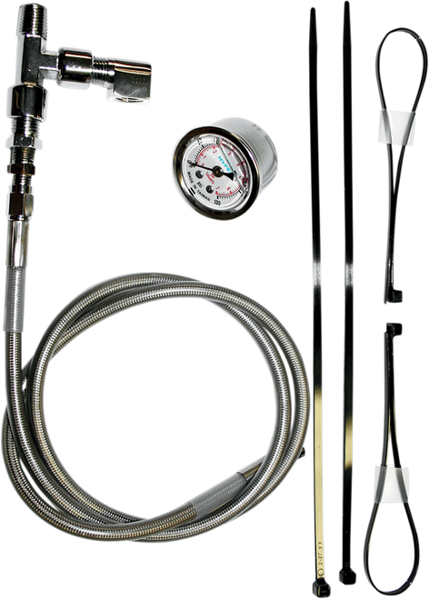 Open Box FEULING PARTS 9018 Remote Oil Pressure Gauge/Line Kits - Stainless/Chrome HD