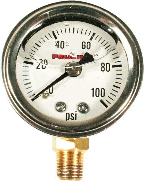 Open Box FEULING PARTS 9040 Oil Pressure Gauge - 1.5" Dial 1/8" NPT Bottom Port White Face