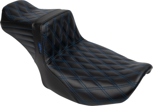 LE PERA LV-587DLDD-BE01 Tailwhip Daddy Long Legs Seat - Blue Double Diamond Stitch FLH/FLT '23-'25