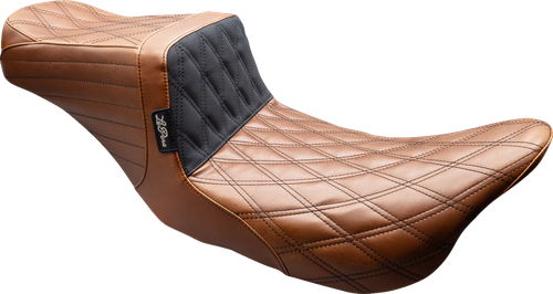 LE PERA LK-587TDV01 Tailwhip Seat - Brown Double Diamond Black Stitch FLT/FLH '08-'23