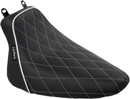 LE PERA LXE-007DMWTP Bare Bones Solo Seat - Diamond Stitch w/ White Stitching/Piping Black Softail FL '08-'17