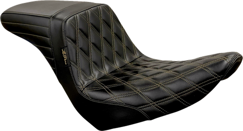 LE PERA LYR-590DD-CHET Kickflip Seat — Double Diamond - Diamond w/Chestnut Stitching Black Softail '18-'23