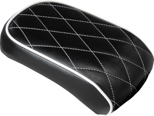 LE PERA LXE-007PDMWTP Bare Bones Solo Seat Pillion Pad - Diamond Black w/ White Stitch Softail '08-'17