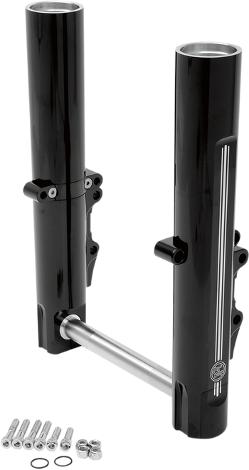 PERFORMANCE MACHINE (PM) 0208-2056-BM Fork Leg Kit — Black/Contrast Cut™ - Black Lower Dual Disc Contrast Cut '08-'13