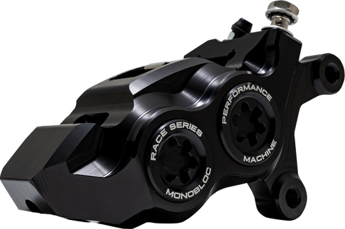 PERFORMANCE MACHINE (PM) 0053-2958-MB Race Series Monobloc Caliper - 137 X 4B Right Black Anodized with Black Bore Caps