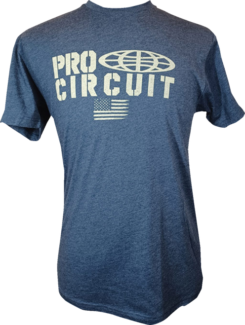 PRO CIRCUIT 646200-030 Logo Flag T-Shirt - Heather Navy Large