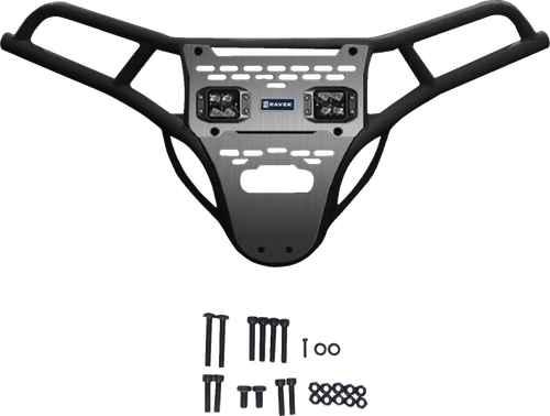 RAVEK 64-317BKL Front Bumper/Skid Plate with Lights - Black Polaris RZR