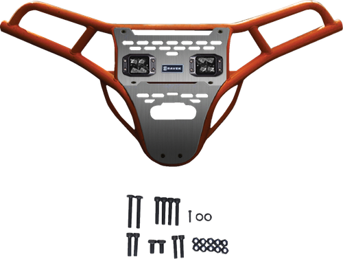 RAVEK 64-317ORL Front Bumper/Skid Plate with Lights - Orange Polaris RZR