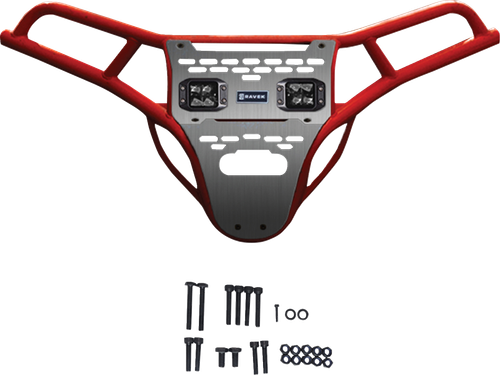 RAVEK 64-317RDL Front Bumper/Skid Plate with Lights - Red Polaris RZR