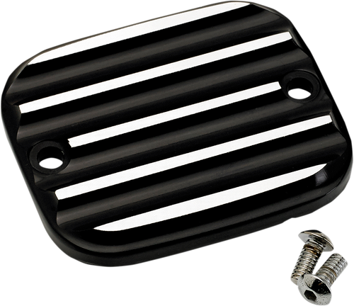 JOKER MACHINE 951019-2 Front Brake Master Cylinder Cover - Finned Black/Silver