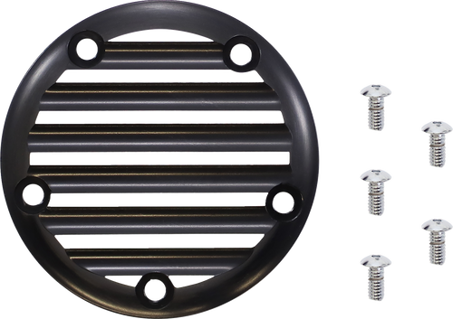 JOKER MACHINE 02-99TC Points Cover - Finned 5 Hole Black Anodized/Silver