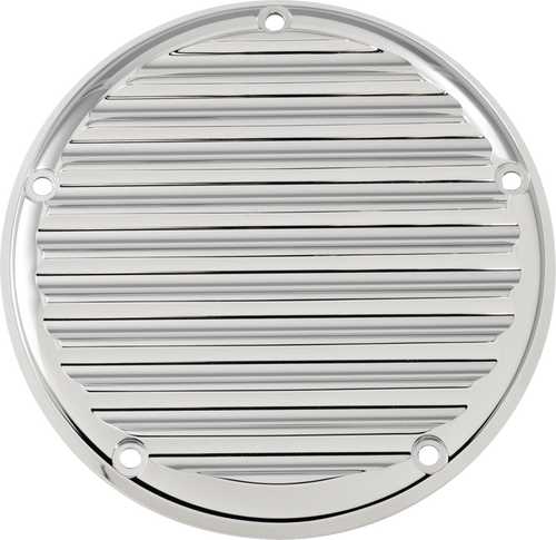 JOKER MACHINE 06-965-3 Billet Derby Cover - Finned Chrome 5 Hole