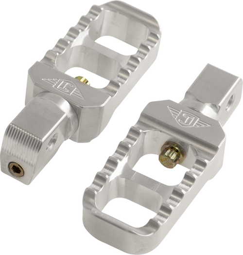 JOKER MACHINE 08-642-8 Serrated Stubby Foot Pegs - Silver Indian