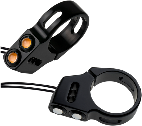 JOKER MACHINE 05-200-3B Rat Eye LED Fork Mount Turn Signals - 49 mm Black
