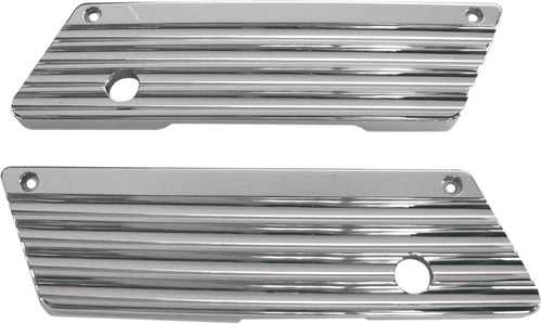 JOKER MACHINE 04-50-1 Finned Saddlebag Latch Covers - Chrome FL '93-'13