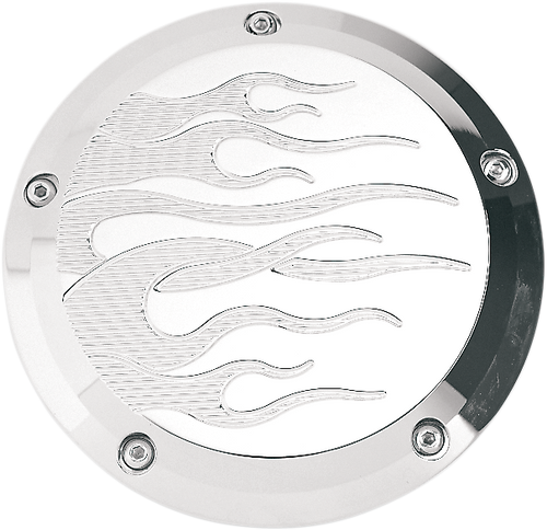 JOKER MACHINE 06-99F Billet Derby Cover - Flame Chrome 5 Hole