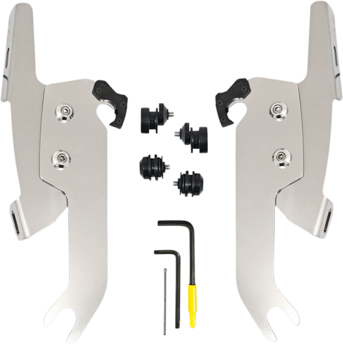MEMPHIS SHADES MEK2051 Fats/Slim Windshield Trigger Lock Complete Mount Kit - Polished - FLSL - Polished FLSL