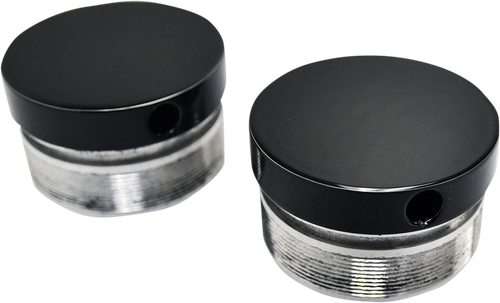 LA CHOPPERS LA-7504-49B Flush-Mount Fork Cap - 49 mm - Gloss Black Powder Coat - 49 mm Gloss Black Powder Coat
