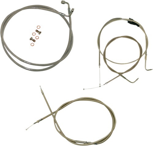 LA CHOPPERS LA-8005KT-08 Standard Stainless Braided Handlebar Cable/Brake Line Kit - Mini Ape Hangers - '96-'07 Touring - Mini Ape Hangers '96-'07 Touring