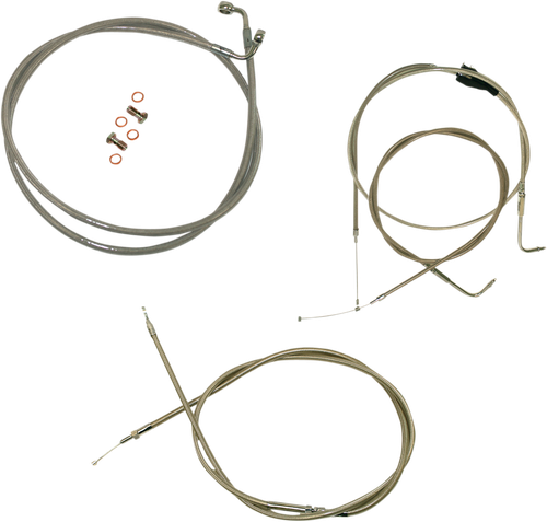 LA CHOPPERS LA-8005KT-19 Standard Stainless Braided Handlebar Cable/Brake Line Kit - 18"-20" Ape Hangers - '96-'07 Touring - 18"-20" Ape Hangers '96-'07 Touring