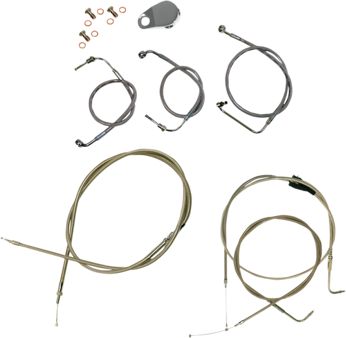 LA CHOPPERS LA-8006KT-13 Standard Stainless Braided Handlebar Cable/Brake Line Kit - 12"-14" Ape Hangers - '96-'07 Touring - 12"-14" Ape Hangers '96-'07 Touring