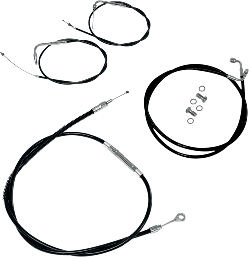 LA CHOPPERS LA-8100KT-13B Standard Black Vinyl Handlebar Cable/Brake Line Kit - 12"-14" Ape Hangers - '96-'06 Softail - 12"-14" Ape Hangers '96-'06 Softail