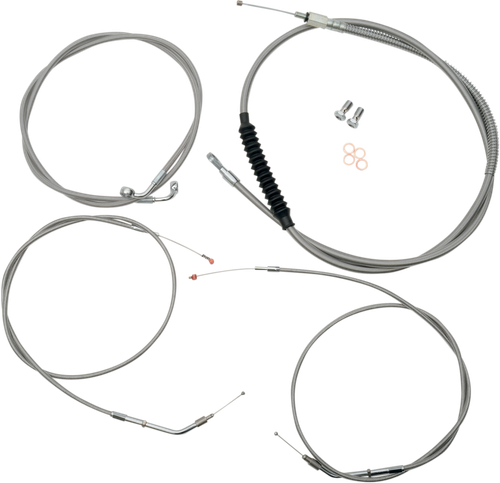 LA CHOPPERS LA-8310KT-08 Standard Stainless Braided Handlebar Cable/Brake Line Kit - Mini Ape Hangers - '04-'06 Sportster - Mini Ape Hangers '04-'06 Sportster