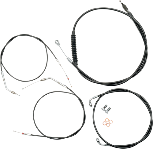 LA CHOPPERS LA-8300KT-08B Standard Black Vinyl Handlebar Cable/Brake Line Kit - Mini Ape Hangers - '96-'03 Sportster - Mini Ape Hangers '96-'03 Sportster